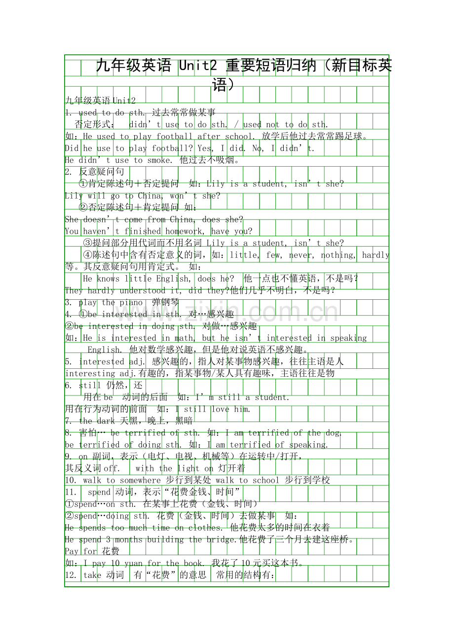 九年级英语-Unit2-重要短语归纳新目标英语.docx_第1页