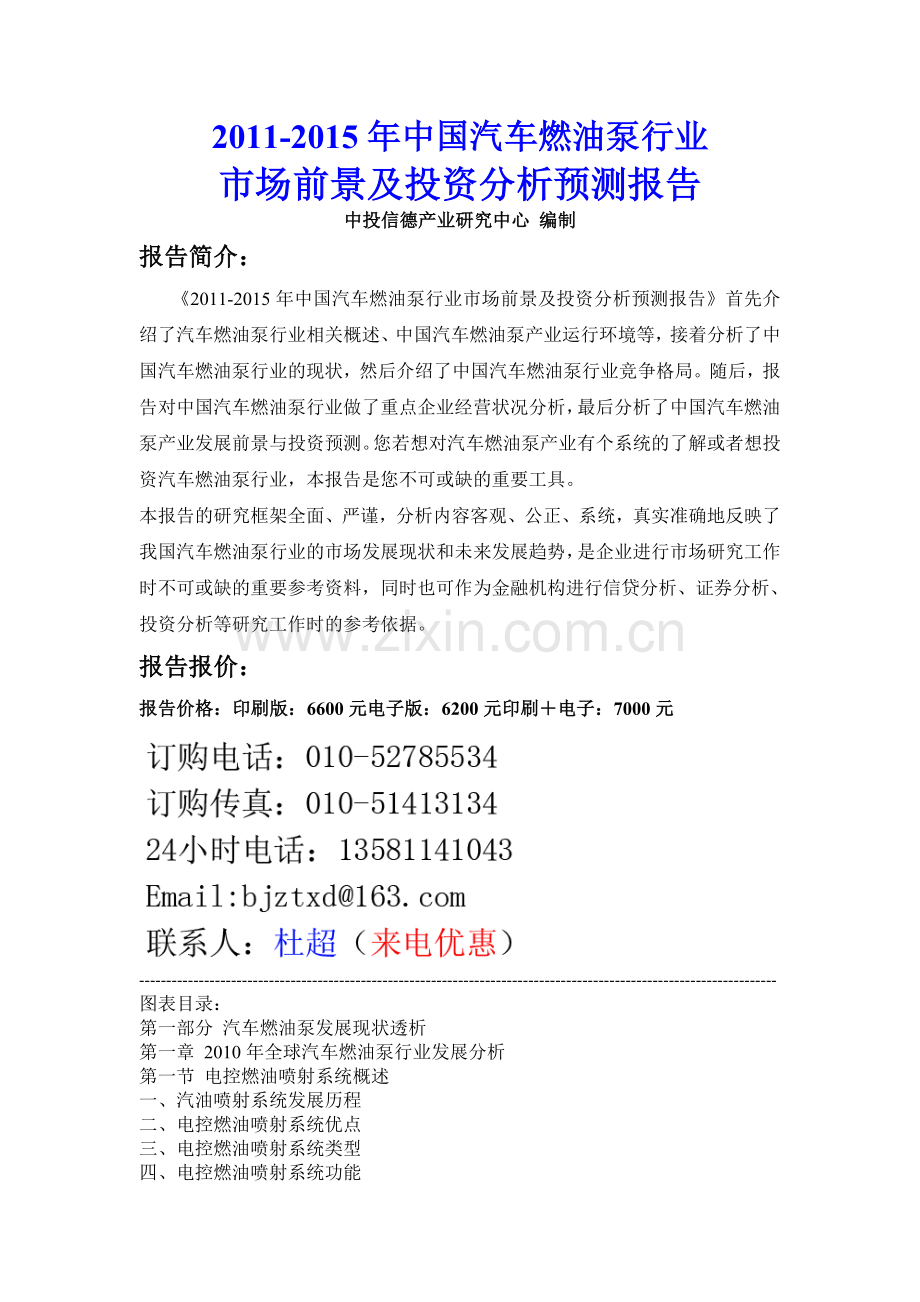 中国汽车燃油泵行业市场前景及投资分析预测报告实用资料(00002).docx_第1页