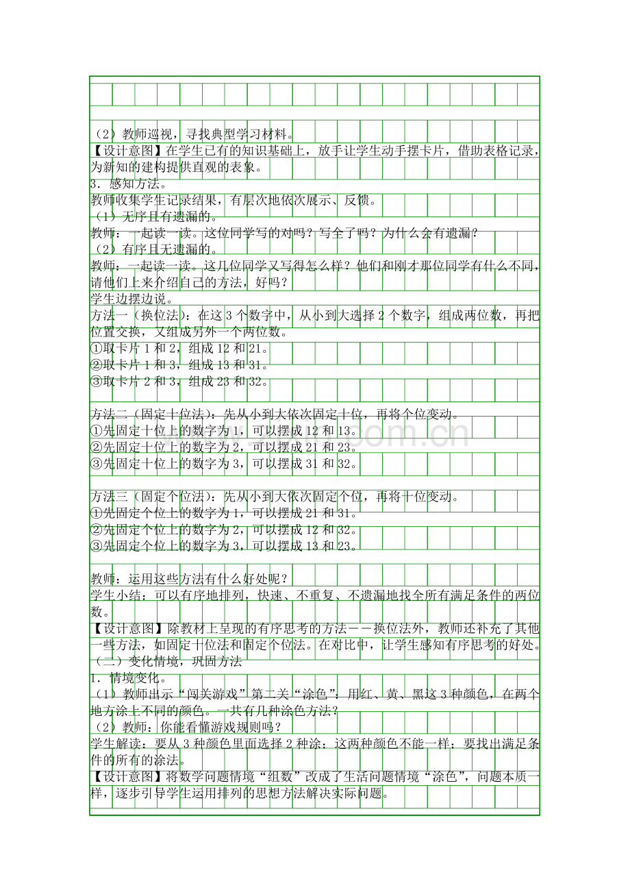 人教版二年级数学上册数学中的排列问题教学设计.docx_第2页