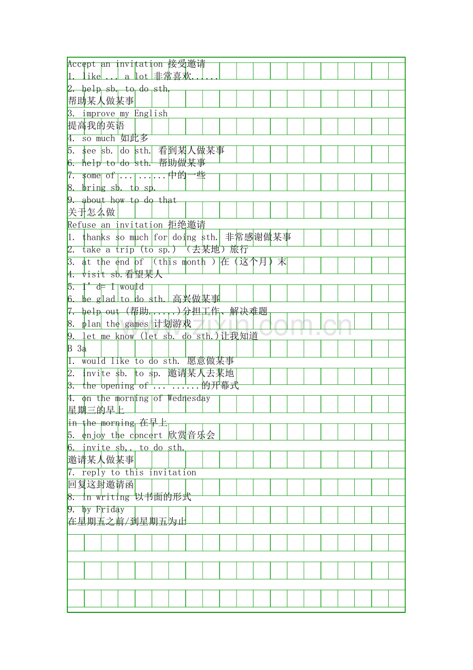 人教版八年级上册英语Units9词组总结.docx_第3页