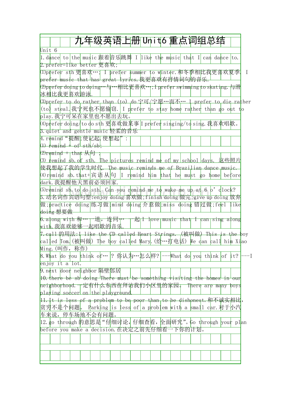 九年级英语上册Unit6重点词组总结.docx_第1页