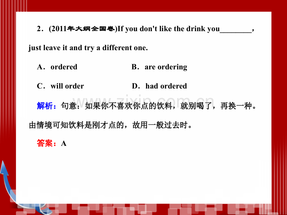 优化探究高考第二轮复习资料-英语-板块1单项填空---专题5-动词的时态和语态.pptx_第2页