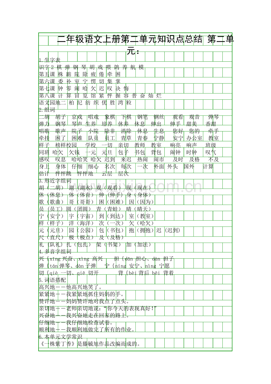 二年级语文上册第二单元知识点总结.docx_第1页