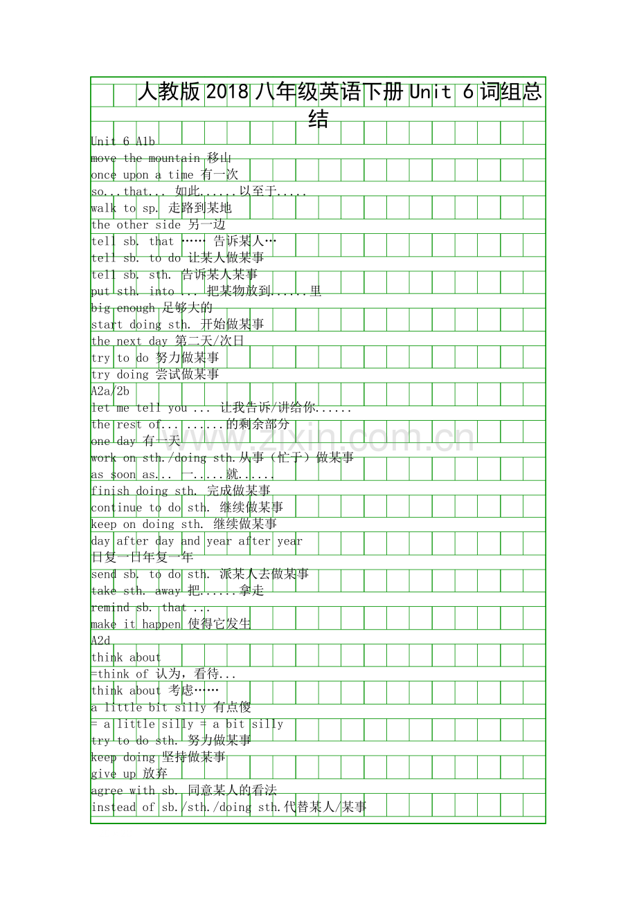 人教版2018八年级英语下册Unit-6词组总结.docx_第1页