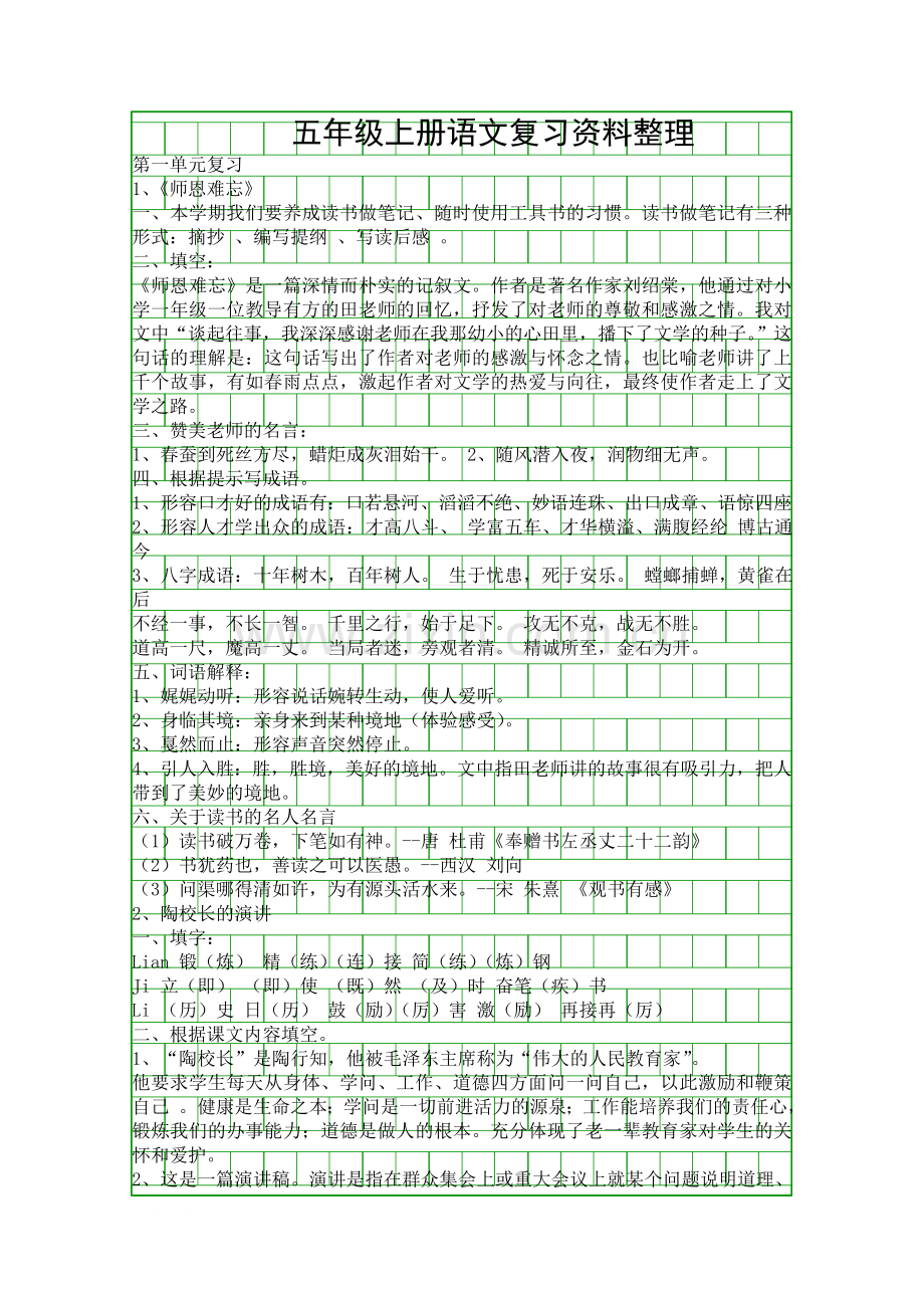 五年级上册语文复习资料整理.docx_第1页