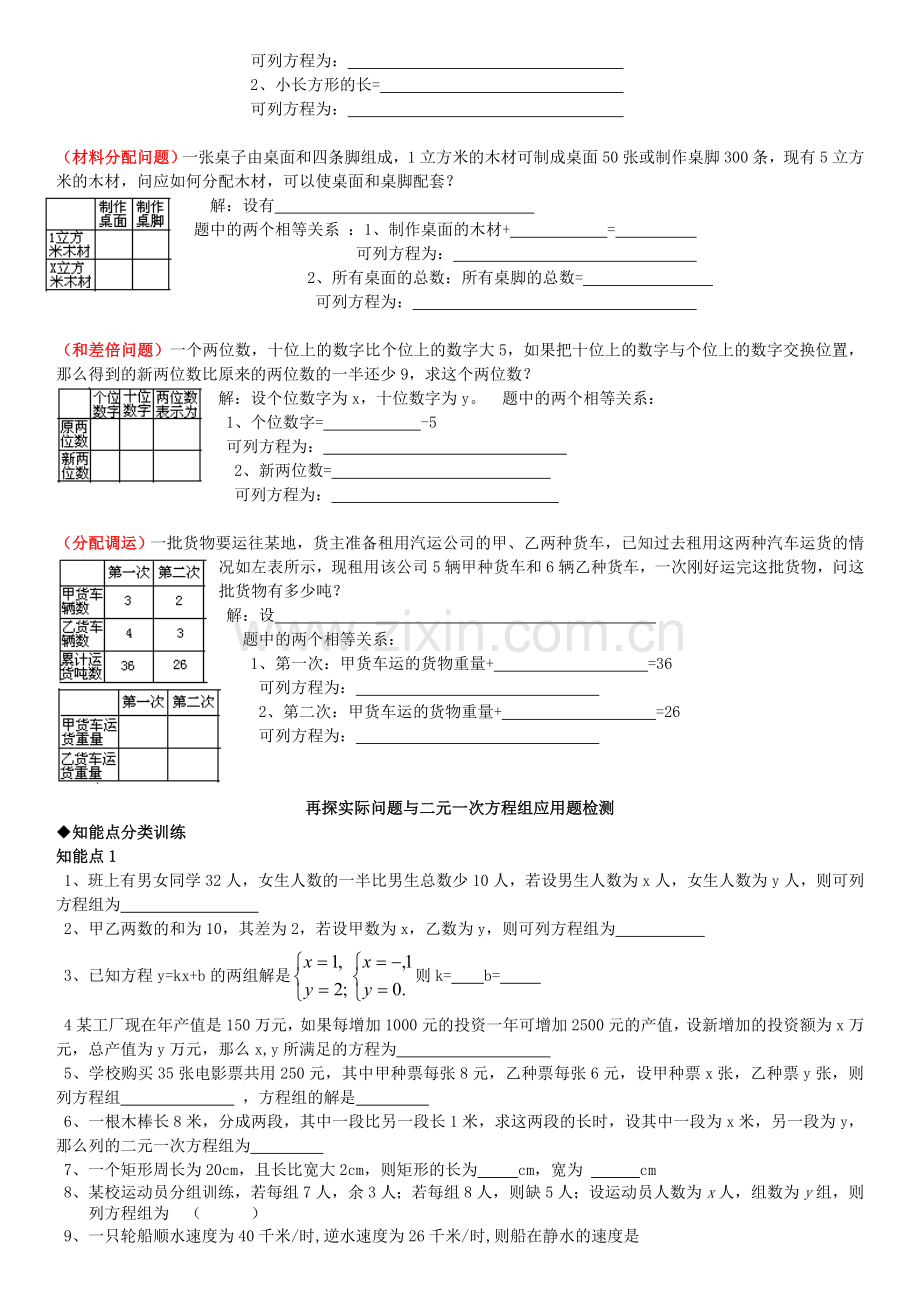 七年级数学下册二元一次方程组应用题讲义和百题人教新课标版.doc_第3页