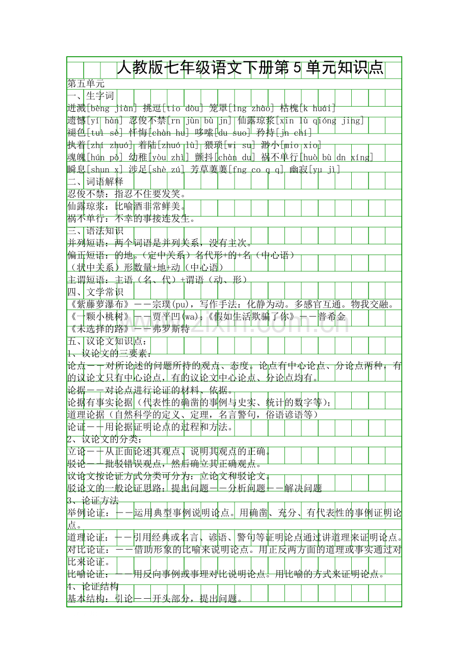 人教版七年级语文下册知识点.docx_第1页