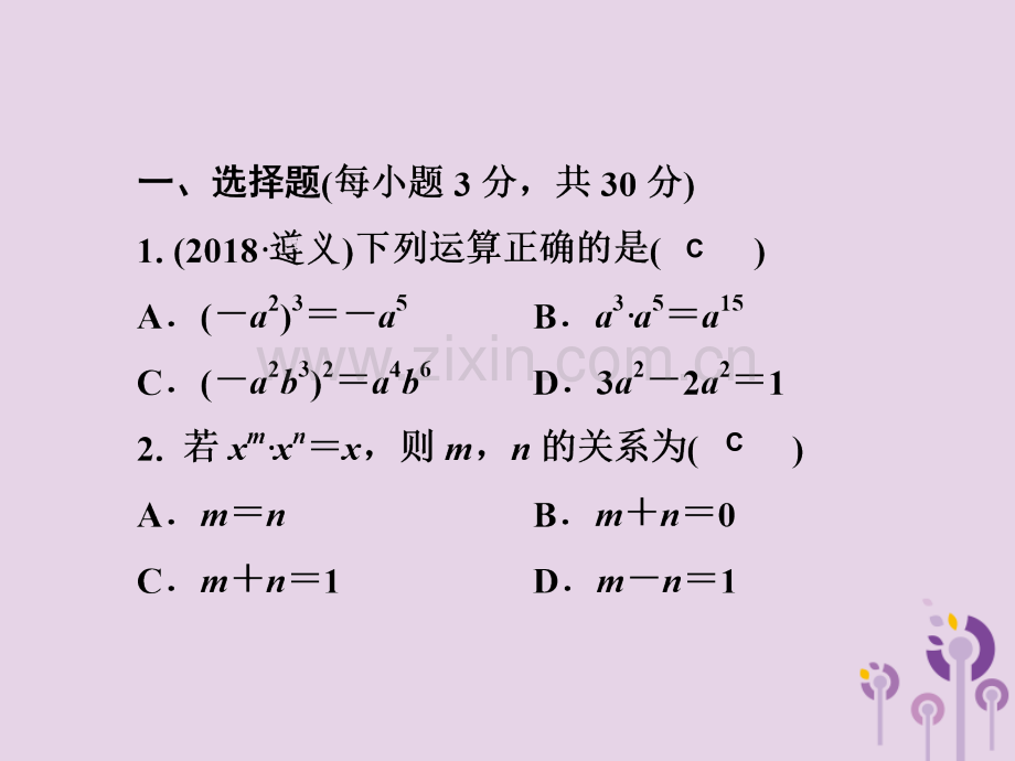 七年级数学整式的乘法测试卷习题湘教版.pptx_第2页