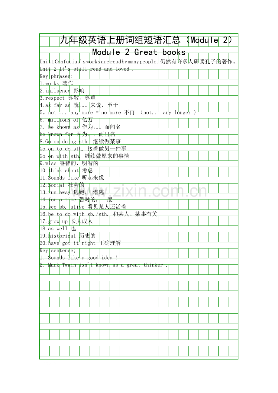 九年级英语上册词组短语汇总Module-2.docx_第1页