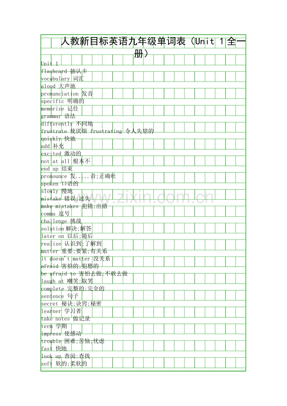 人教新目标英语九年级单词表Unit-1全一册.docx_第1页