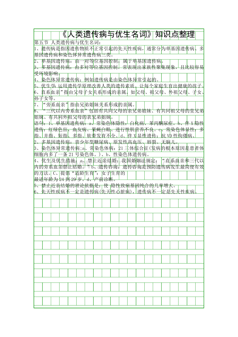 人类遗传病与优生知识点整理.docx_第1页