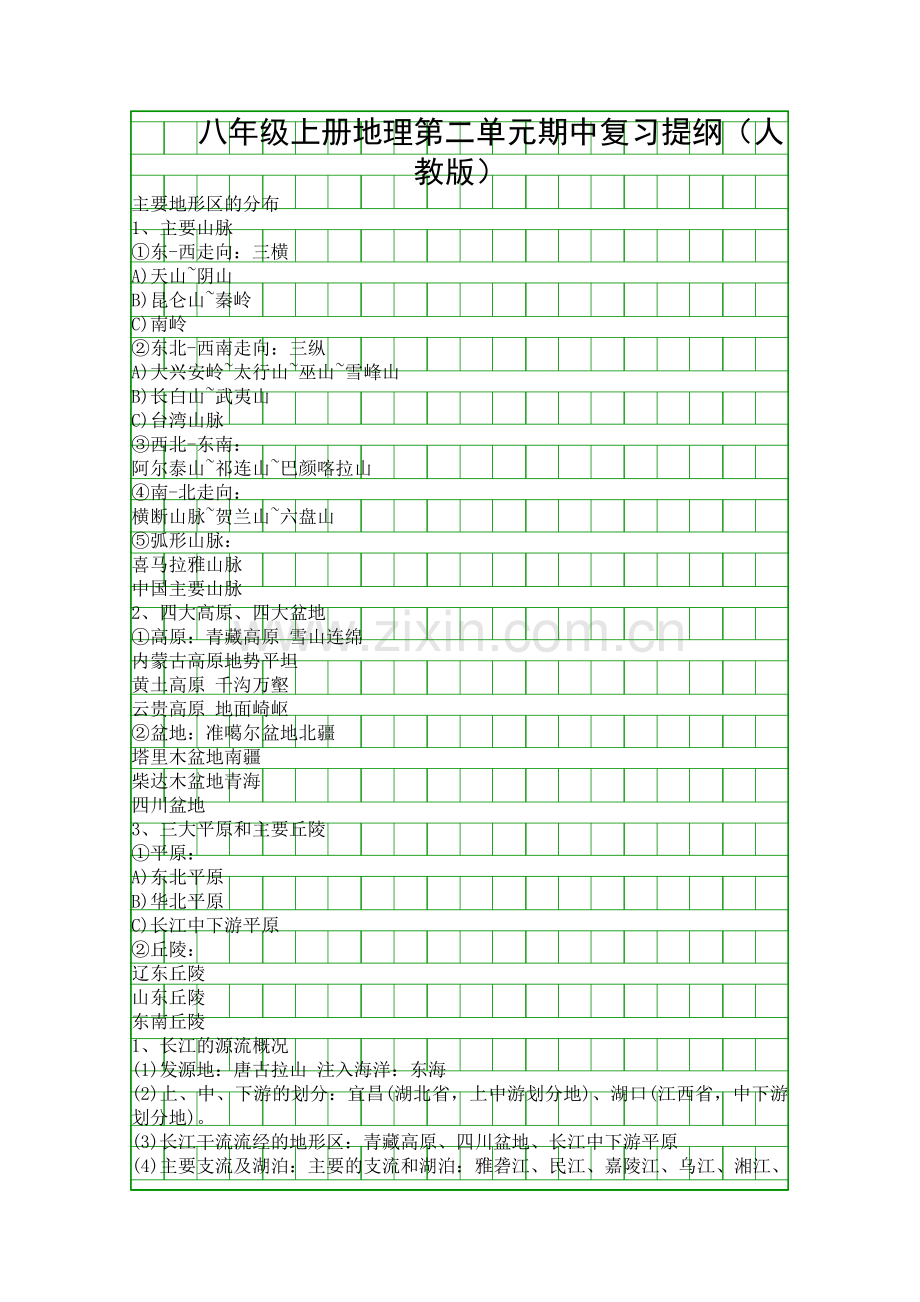 八年级上册地理期中复习提纲人教版.docx_第1页