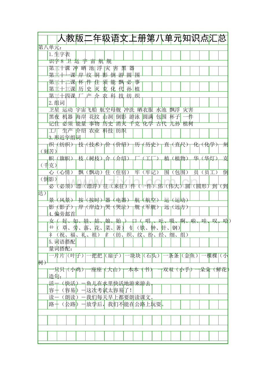 人教版二年级语文上册第八单元知识点汇总.docx_第1页