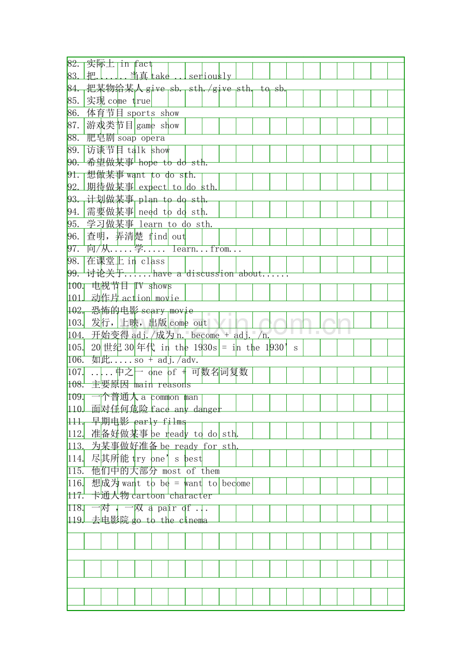 人教版八年级上册英语Units15词组总结二.docx_第3页