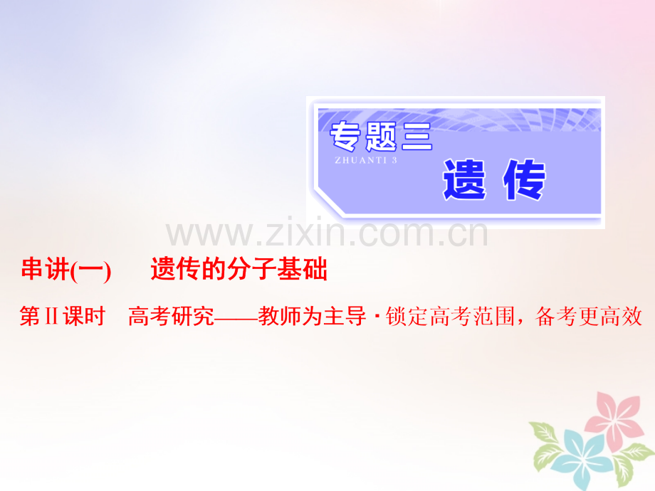 全国通用高考生物二轮复习专题三遗传串讲一遗传的分子基础时高考研究课件.pptx_第1页