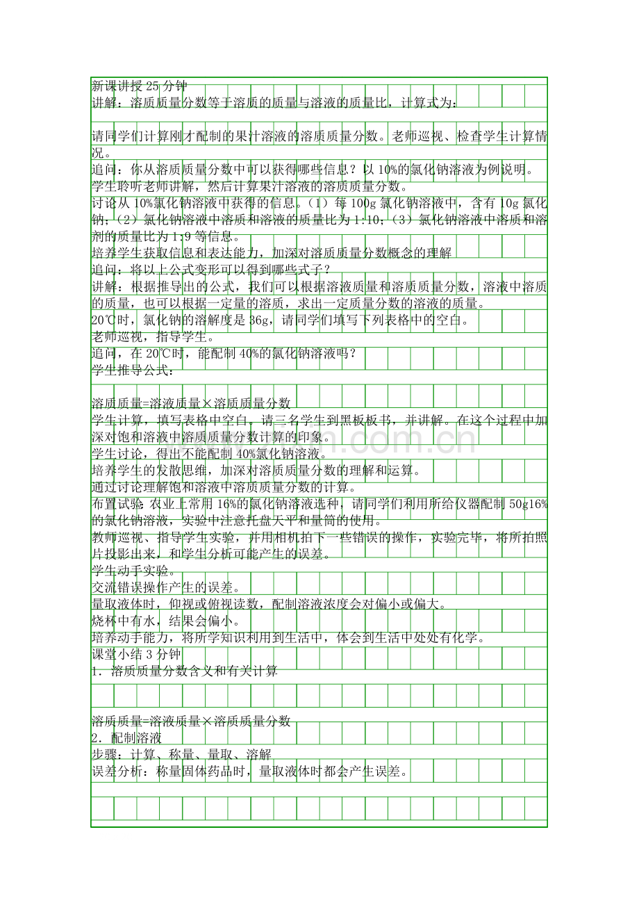 人教版九年级化学下册溶液的浓度时教学设计.docx_第2页