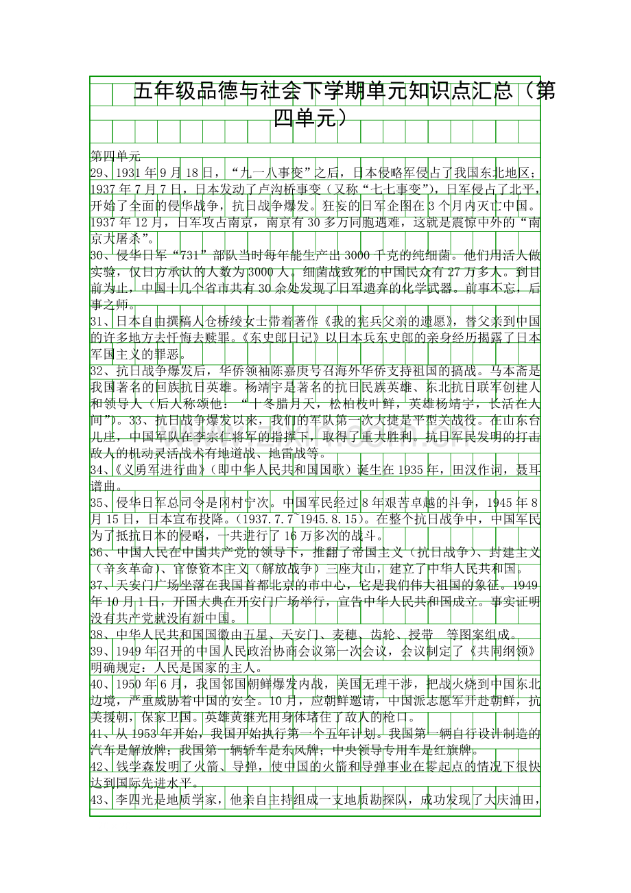 五年级品德与社会下学期单元知识点汇总(第四单元).docx_第1页