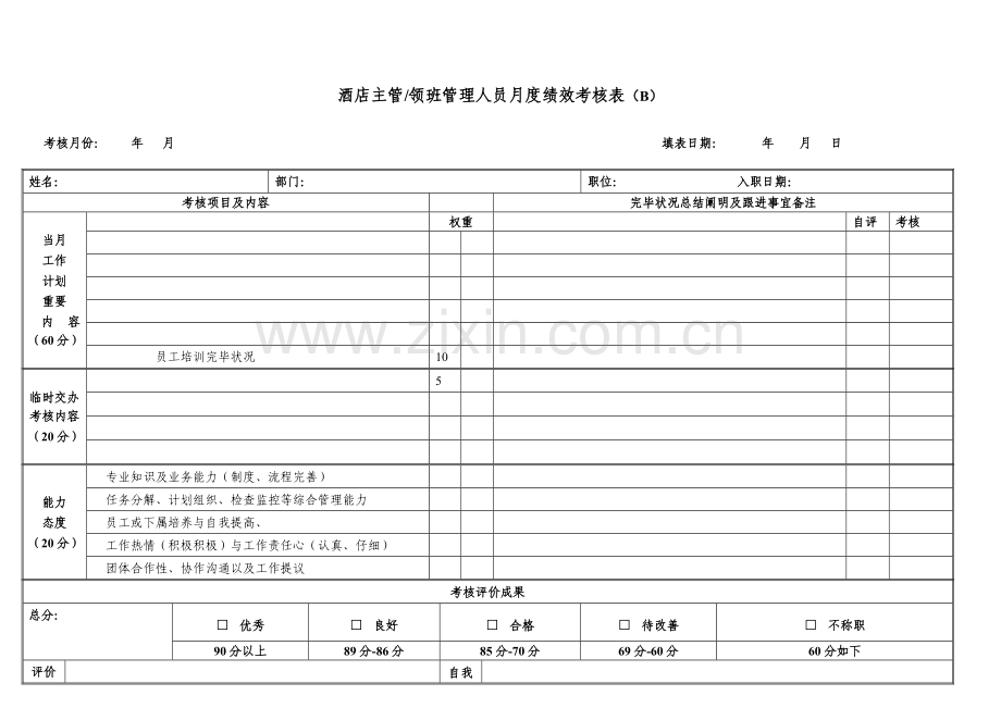 行政总厨绩效考核表.doc_第2页