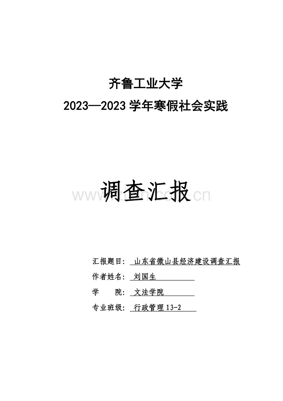 社会实践调查报告山东微山.doc_第1页