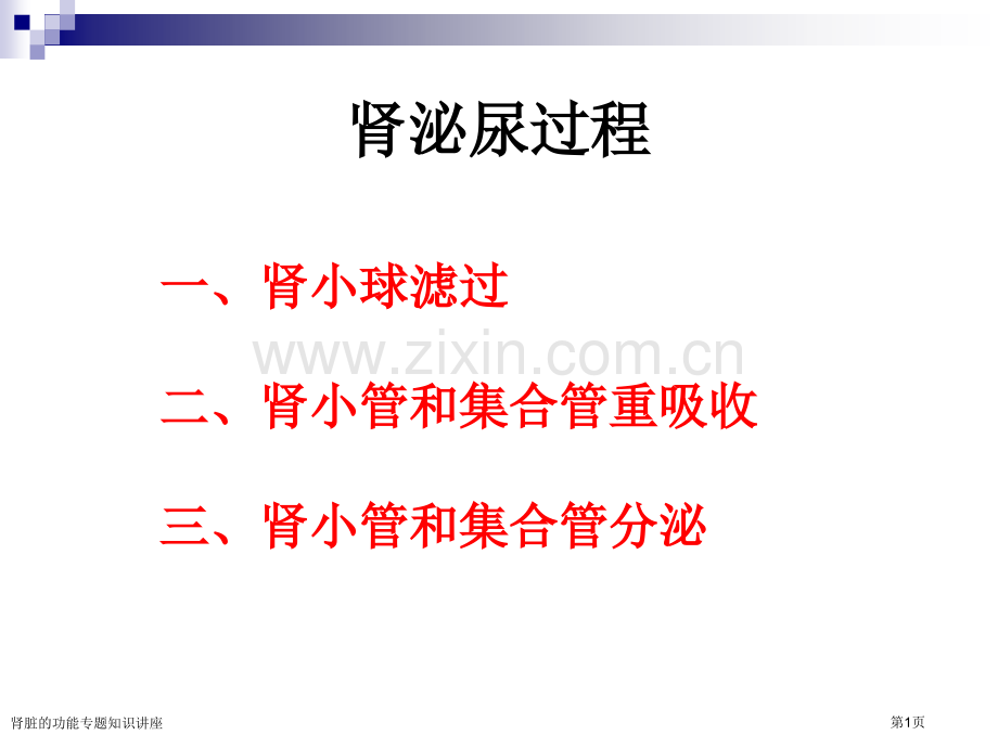 肾脏的功能专题知识讲座专家讲座.pptx_第1页