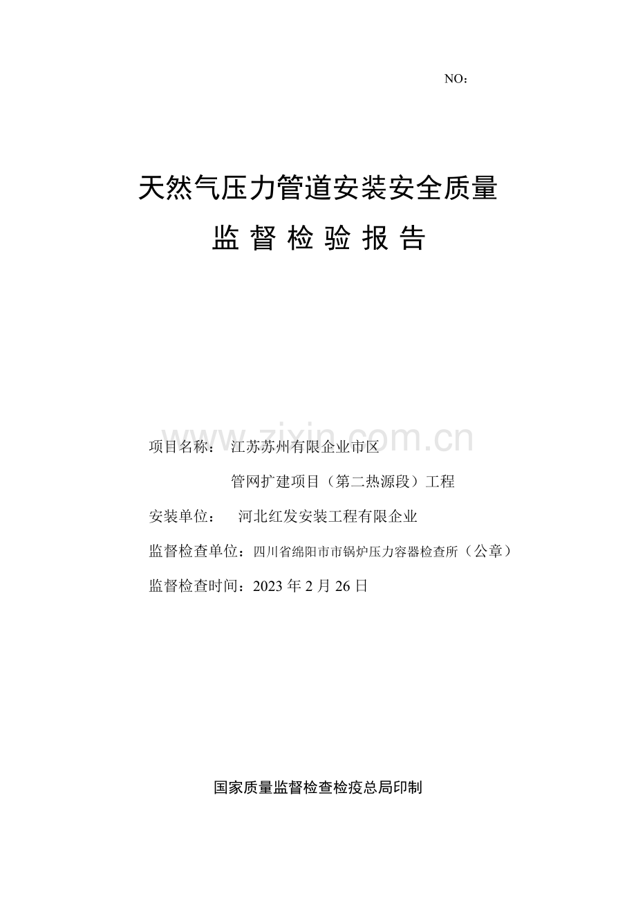 管道安装工程安装监督检验报告示例.doc_第1页