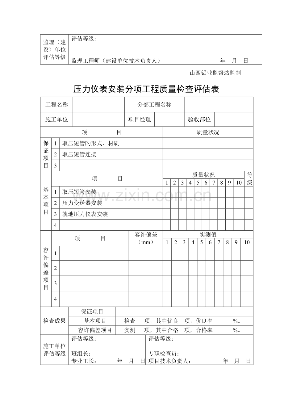 自控仪表盘箱安装分项工程质量检验评定表报告.doc_第3页