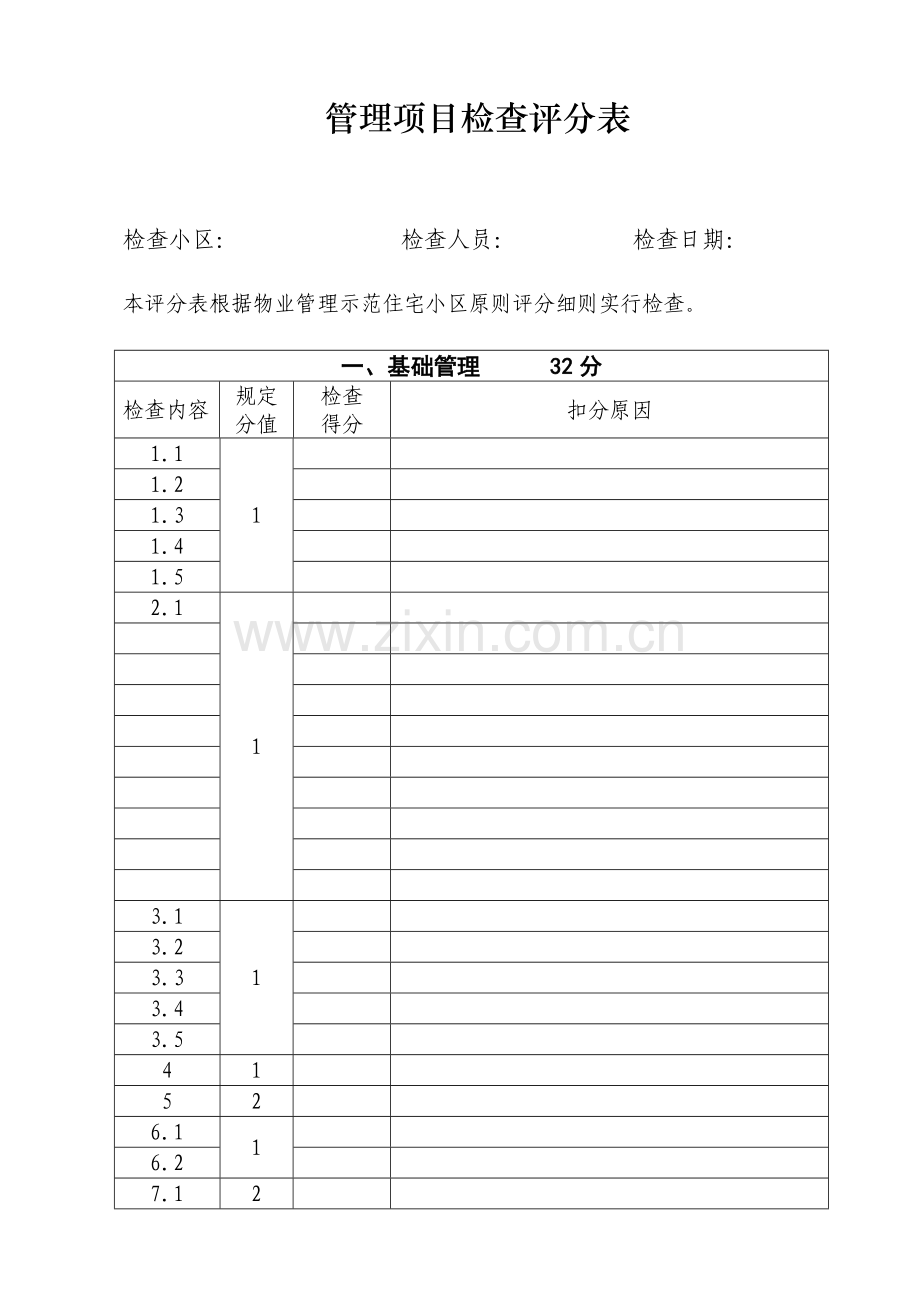 管理项目检查评分表国优标准.doc_第1页