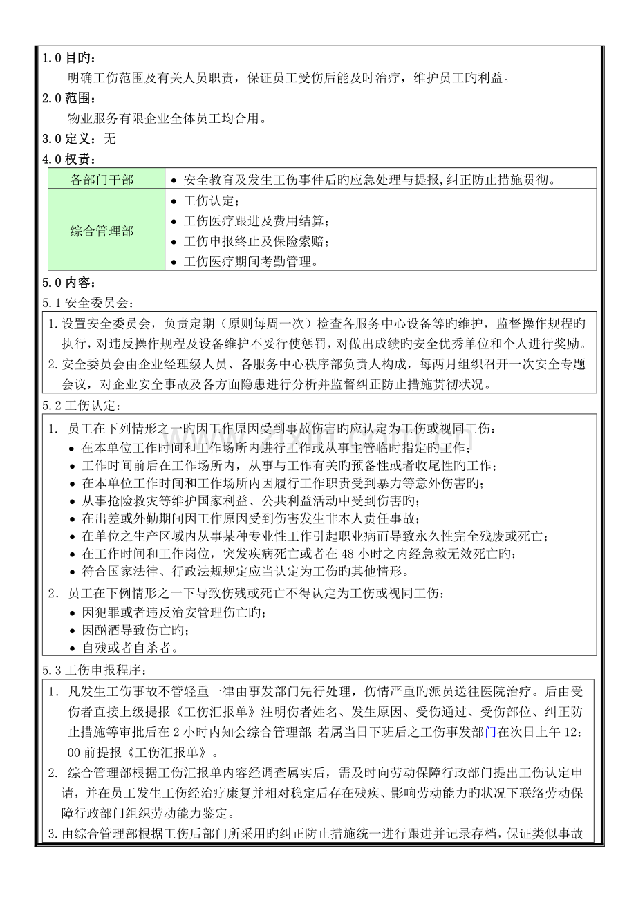 物业公司员工工伤管理规范.doc_第1页