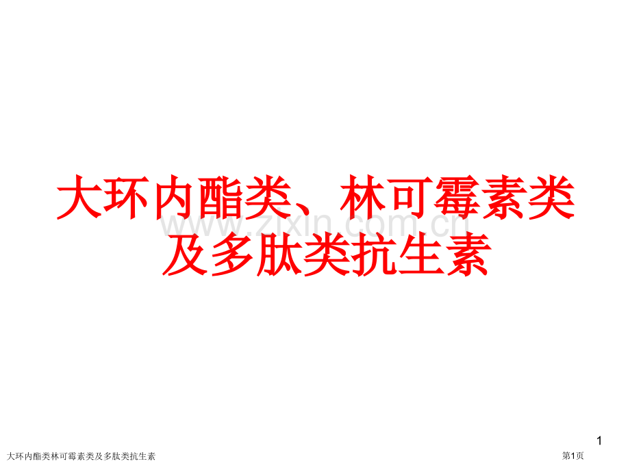 大环内酯类林可霉素类及多肽类抗生素专家讲座.pptx_第1页