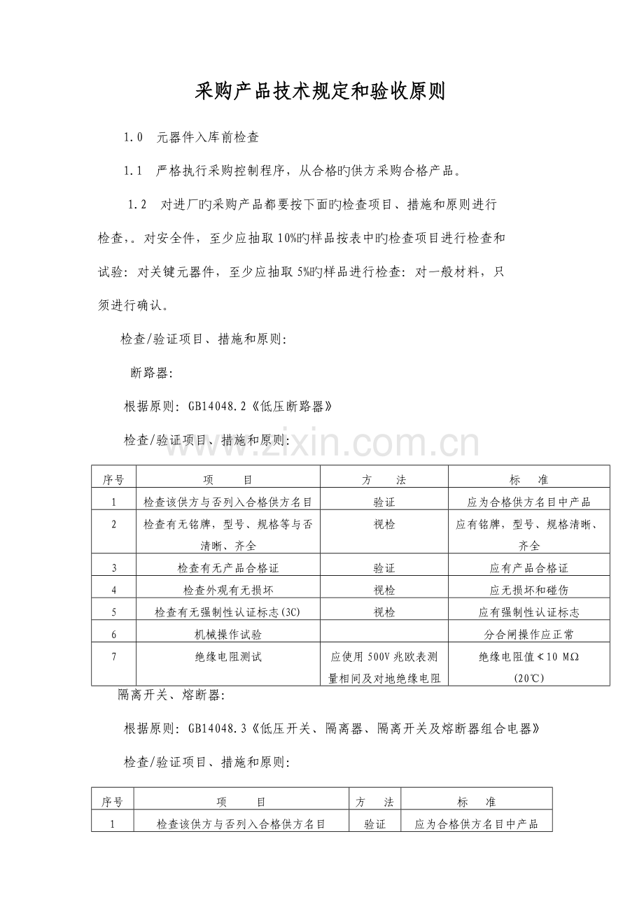 采购产品技术要求和验收标准.doc_第1页