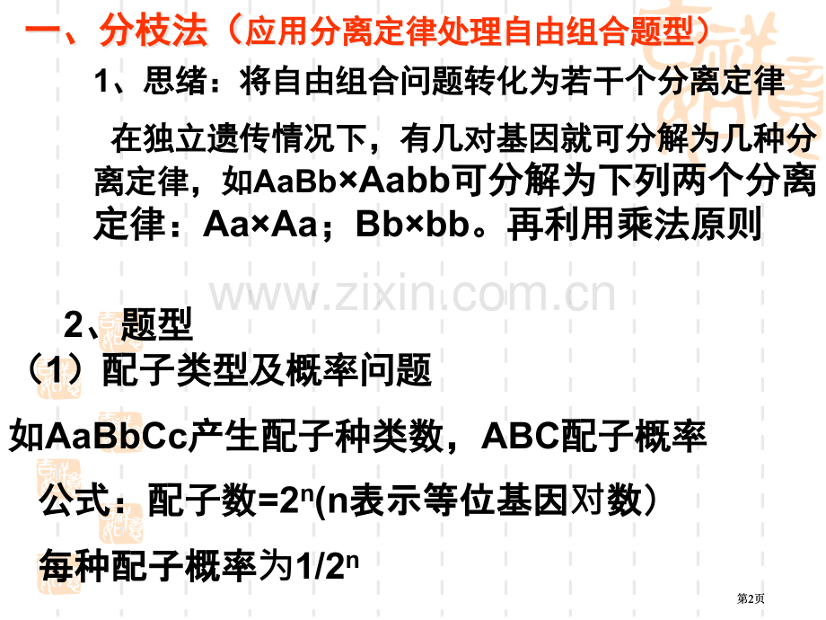 自由组合定律的计算和解题方法公开课一等奖优质课大赛微课获奖课件.pptx_第2页