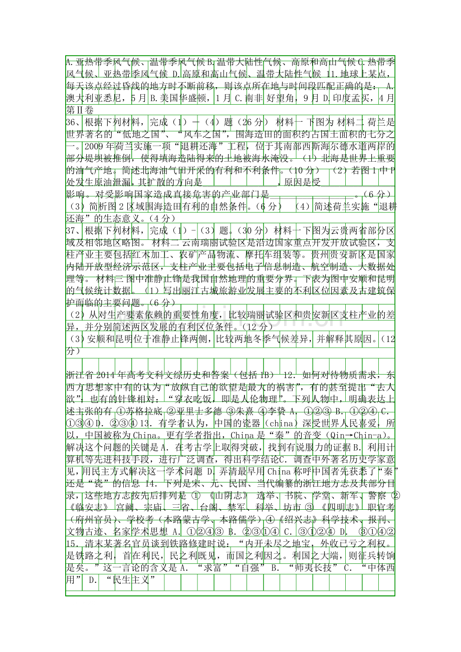 2014浙江省高考文综试题有答案.docx_第2页