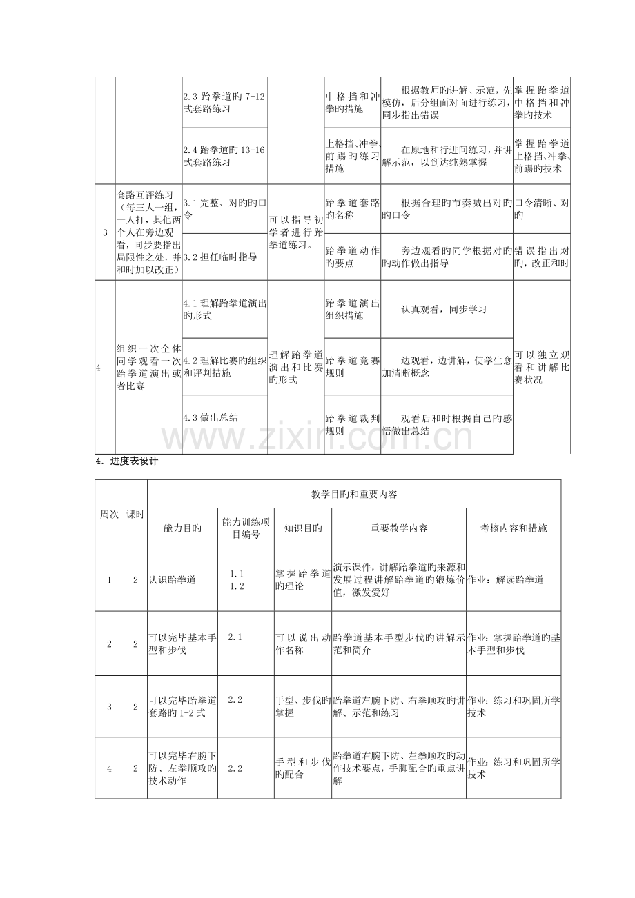 跆拳道课程整体设计方案模板.doc_第3页