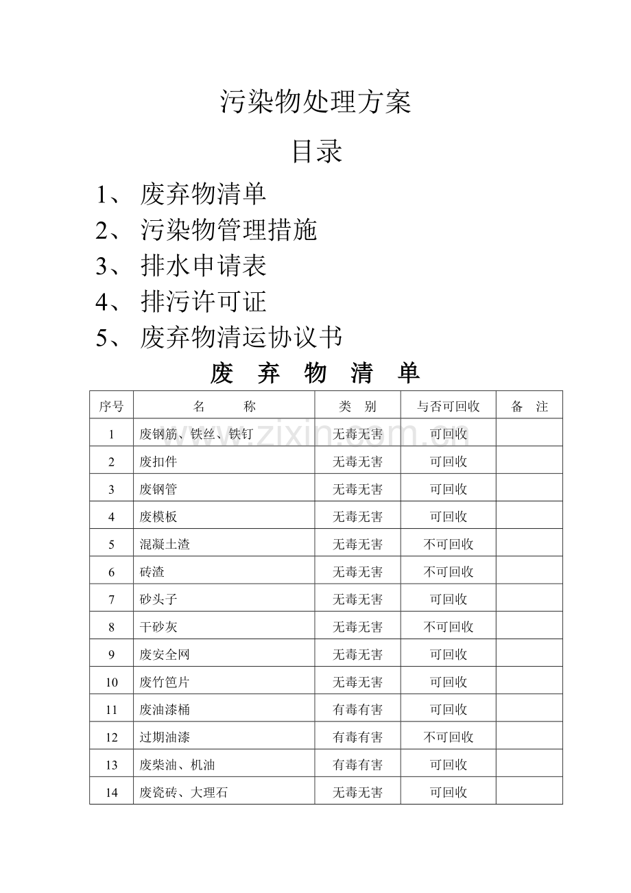 项目部污染物处理方案.doc_第1页