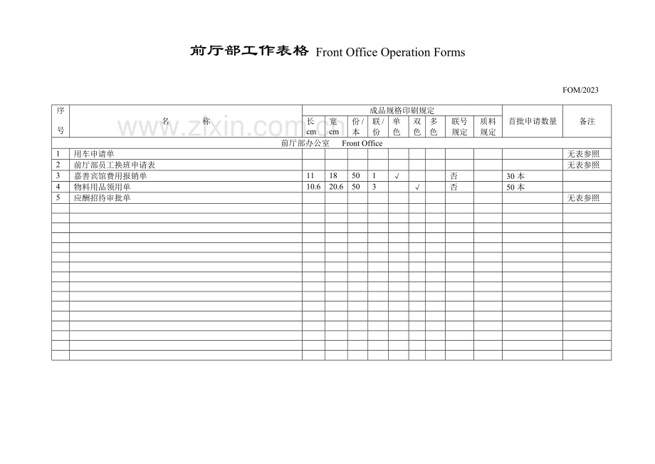 酒店前厅部工作表格汇总.doc_第2页