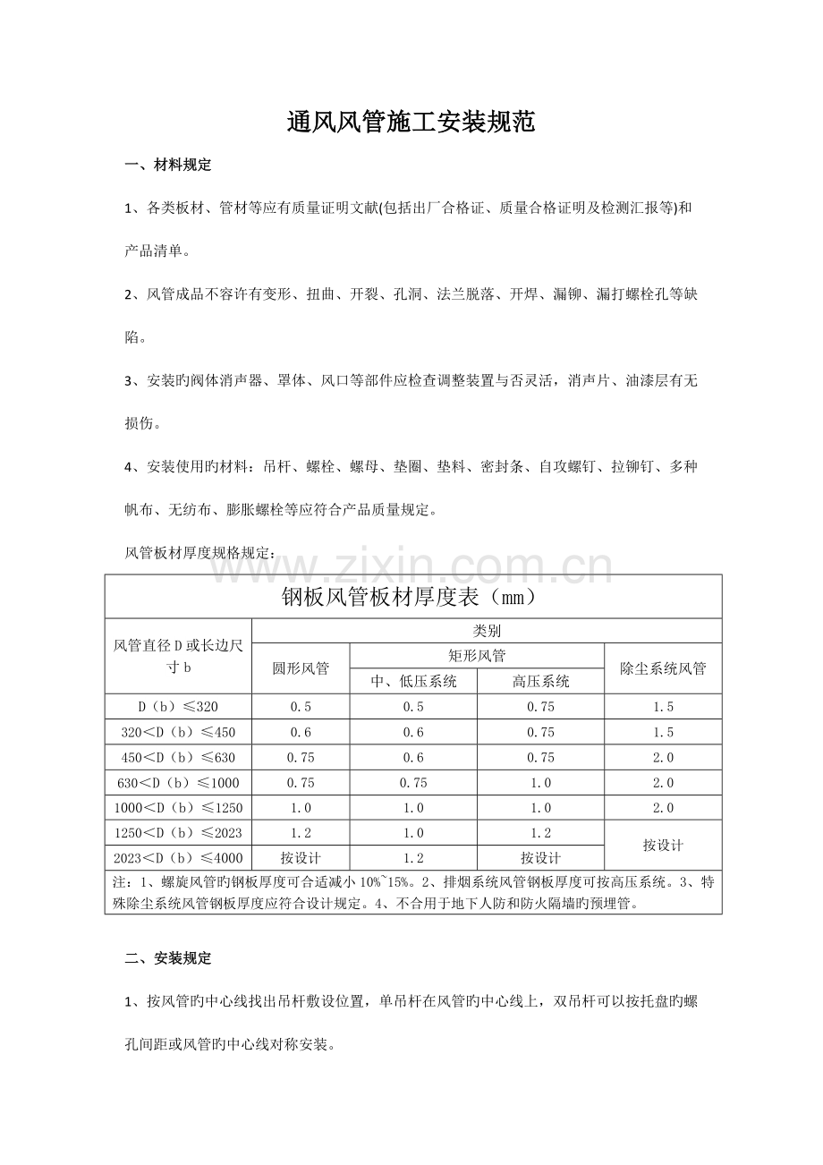 通风风管安装施工规范.docx_第1页