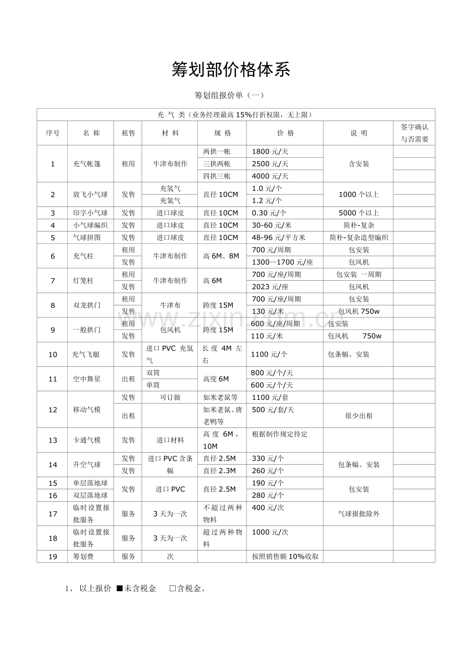 策划部价格体系.doc_第1页