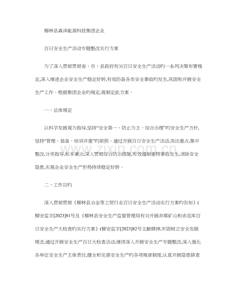 百日安全生产活动专项整治实施方案.doc_第1页