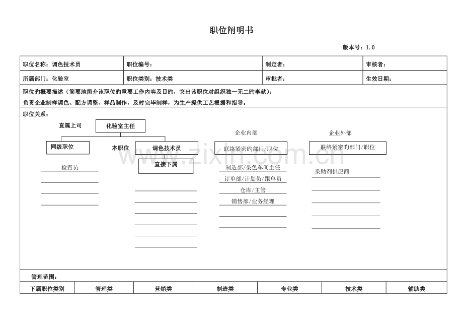 调色技术员职位说明书.doc_第1页