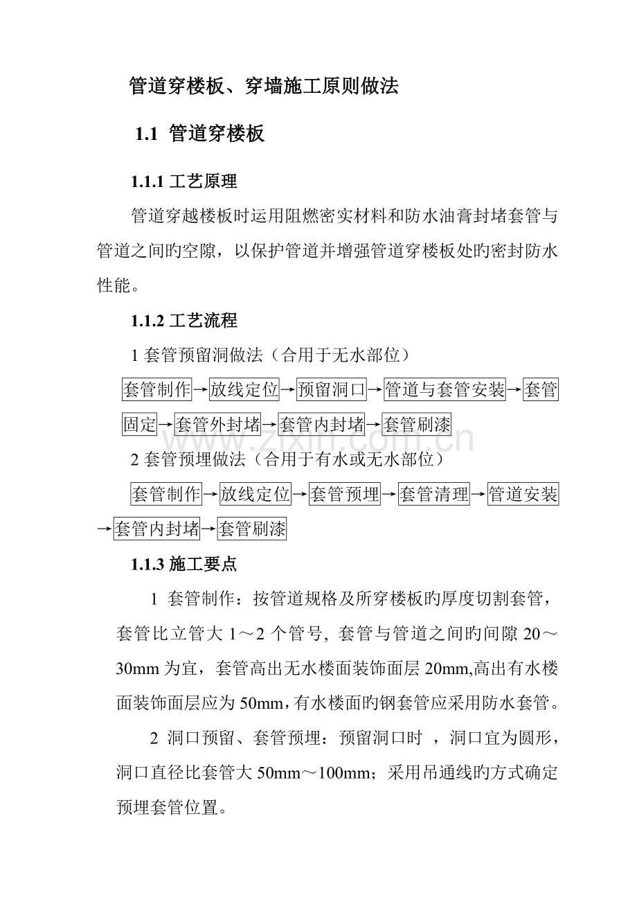 管道穿楼板穿墙施工工艺标准做法.doc_第2页