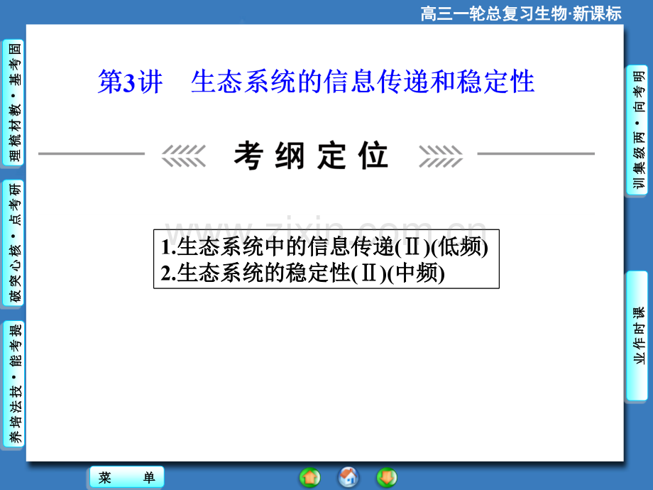 2015课堂新坐标高考生物大一轮复习配套必修3-生态系统的信息传递和稳定性.pptx_第1页