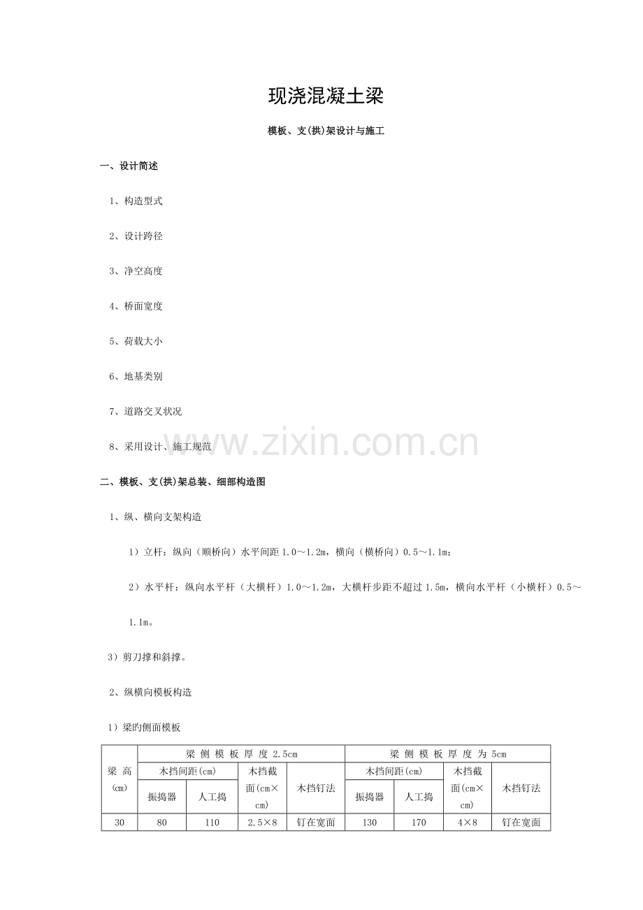 现浇混凝土梁模板、支架施工计算全解模板.doc_第1页