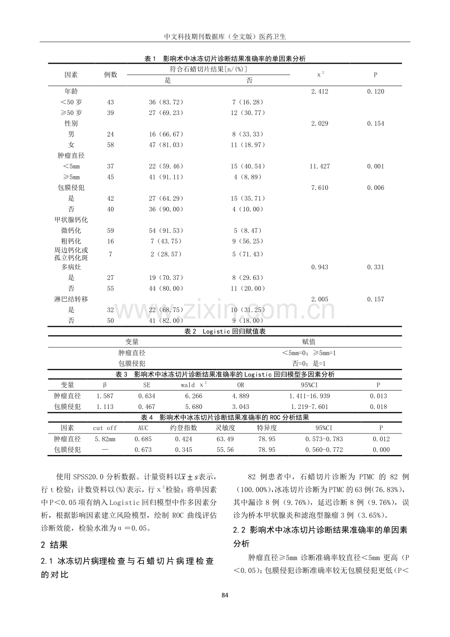 甲状腺微小乳头状癌患者予以术中冰冻切片病理检查的准确率及影响因素分析.pdf_第2页