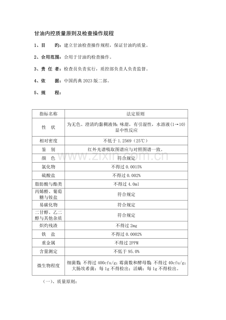 甘油质量标准及检验操作规程.doc_第1页