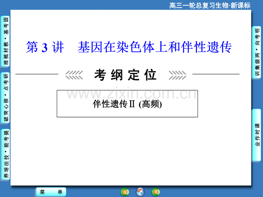 2015课堂新坐标高考生物大一轮复习配套必修2基因在染色体上和伴性遗传.pptx_第1页