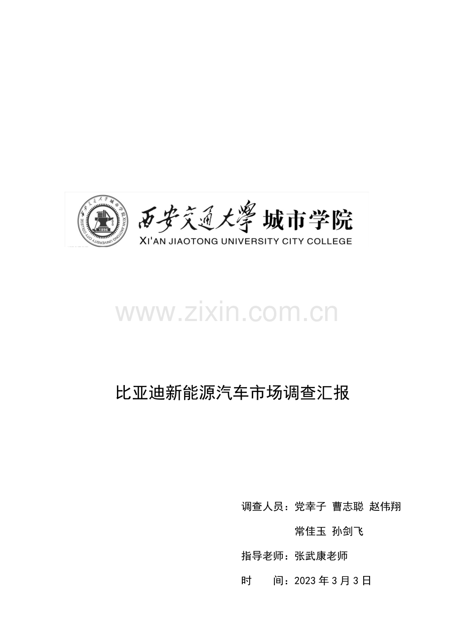 西安比亚迪新能源汽车市场调查报告.doc_第1页