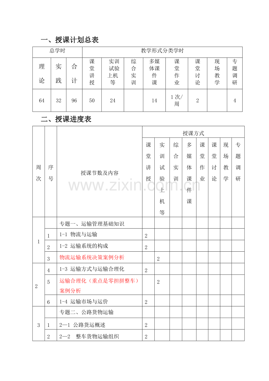 10112物流运输管理实务教学计划进度表.doc_第3页