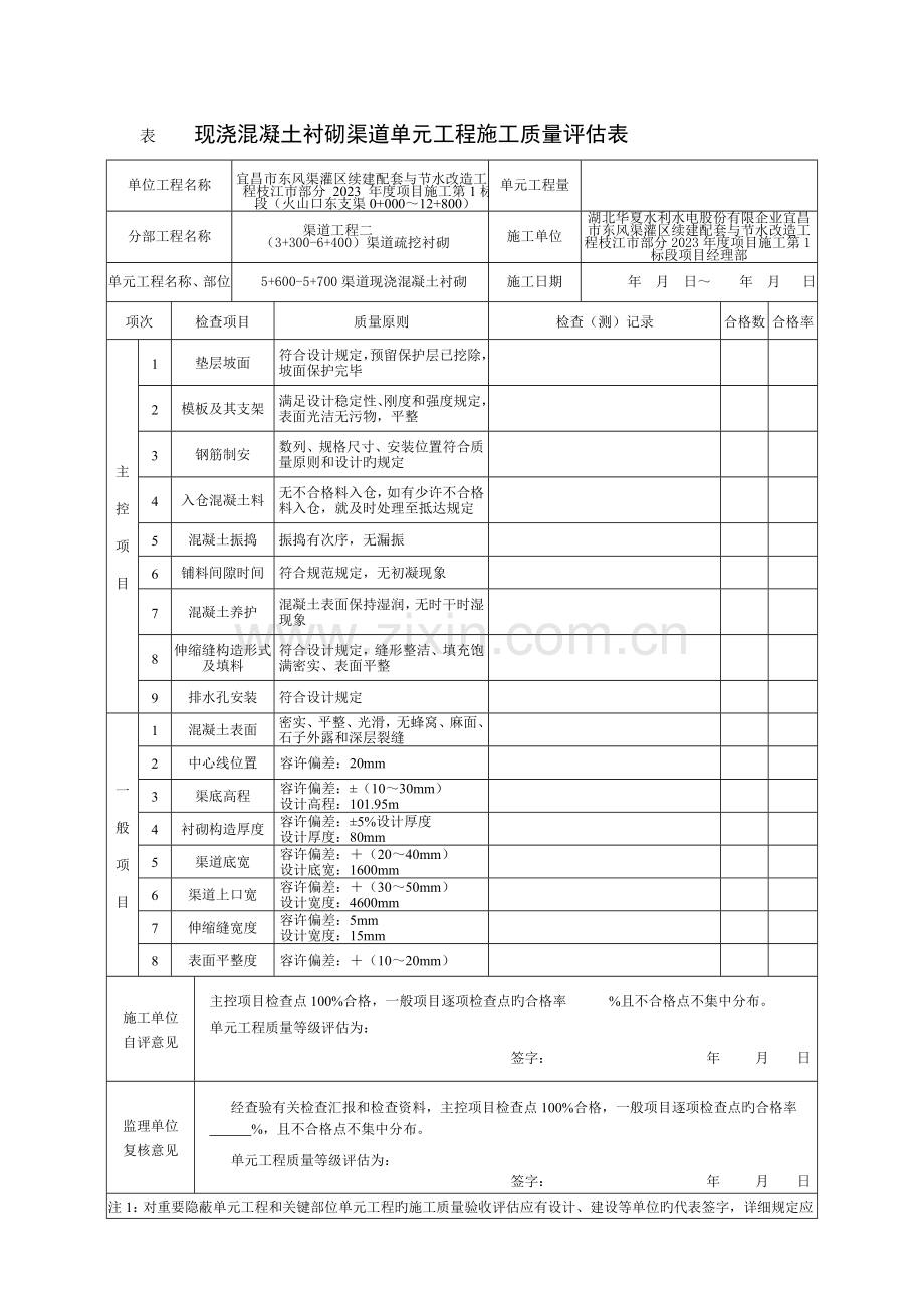 渠道衬砌单元工程施工质量报验单.doc_第2页