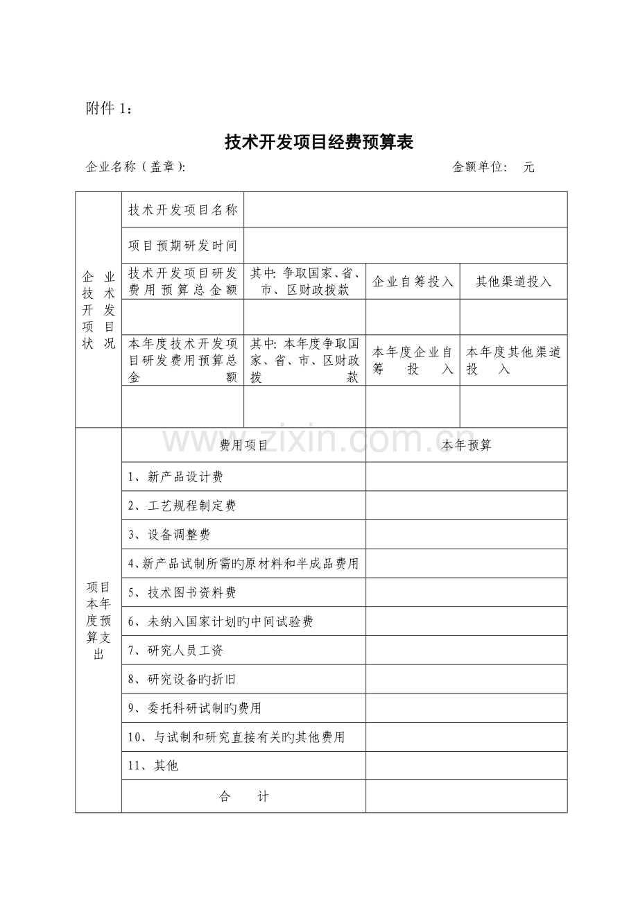 研发支出项目预算表.doc_第1页