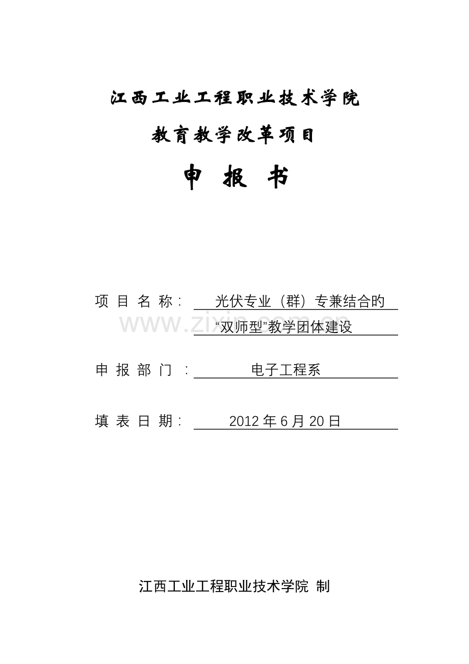 院级项目申报书(师资队伍建设).doc_第1页